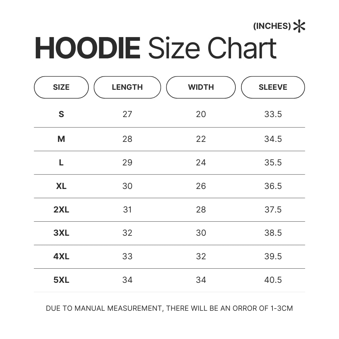 Hoodie Size Chart - J. Cole UK Shop