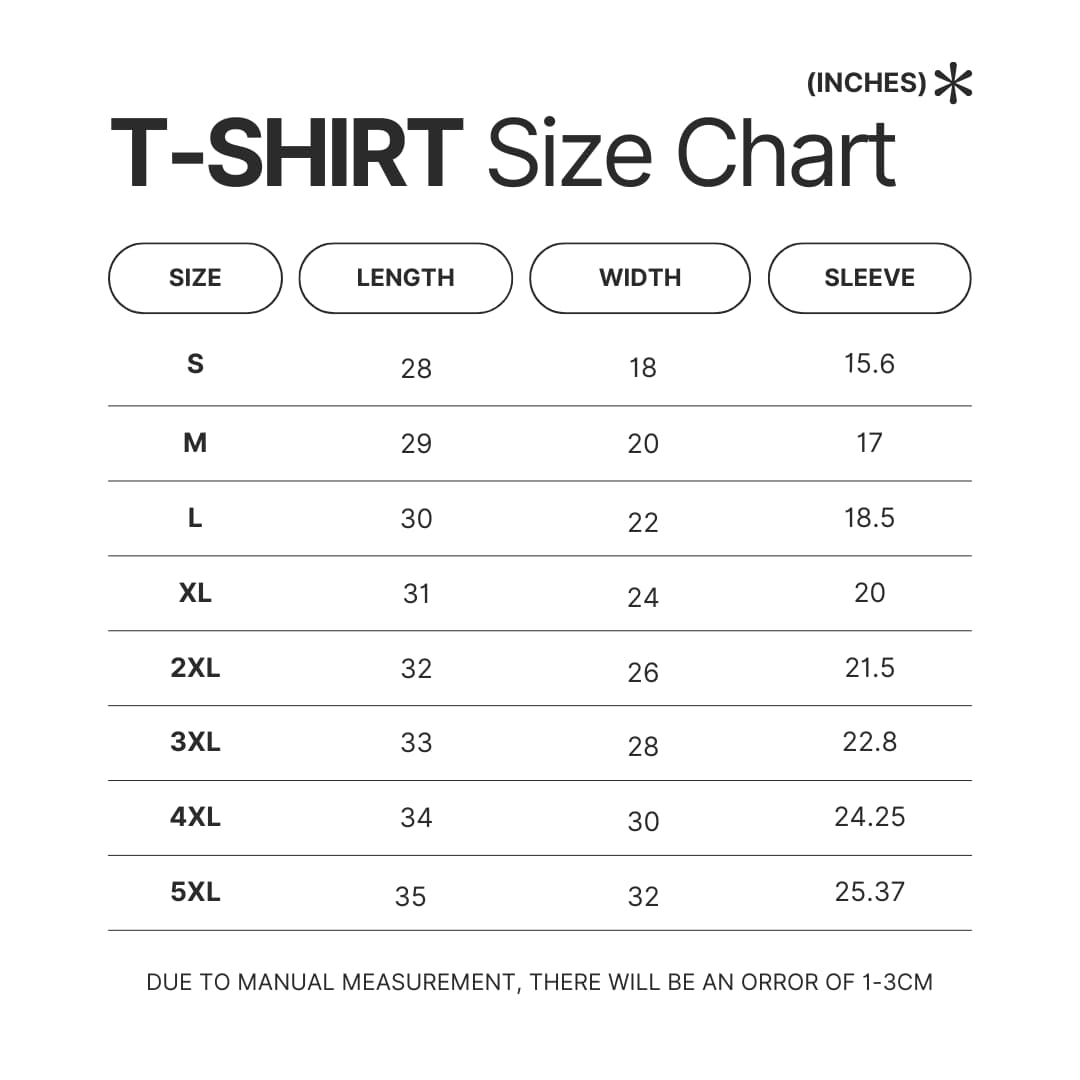 T shirt Size Chart - J. Cole UK Shop