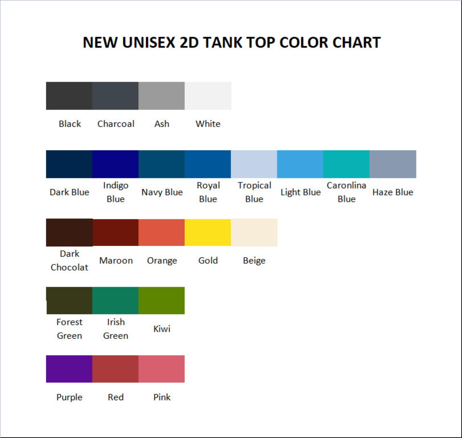 tank top color chart - J. Cole UK Shop