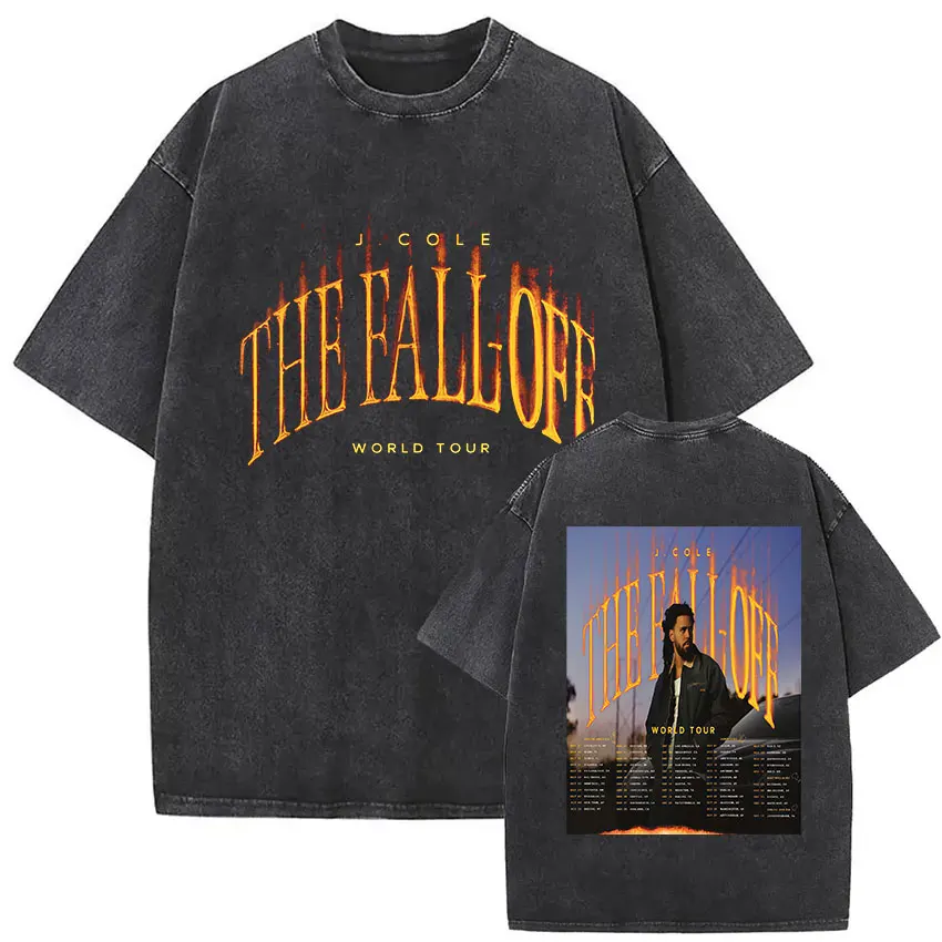 The Fall Off World Tour Rapper J.Cole Mineral Wash T-shirt