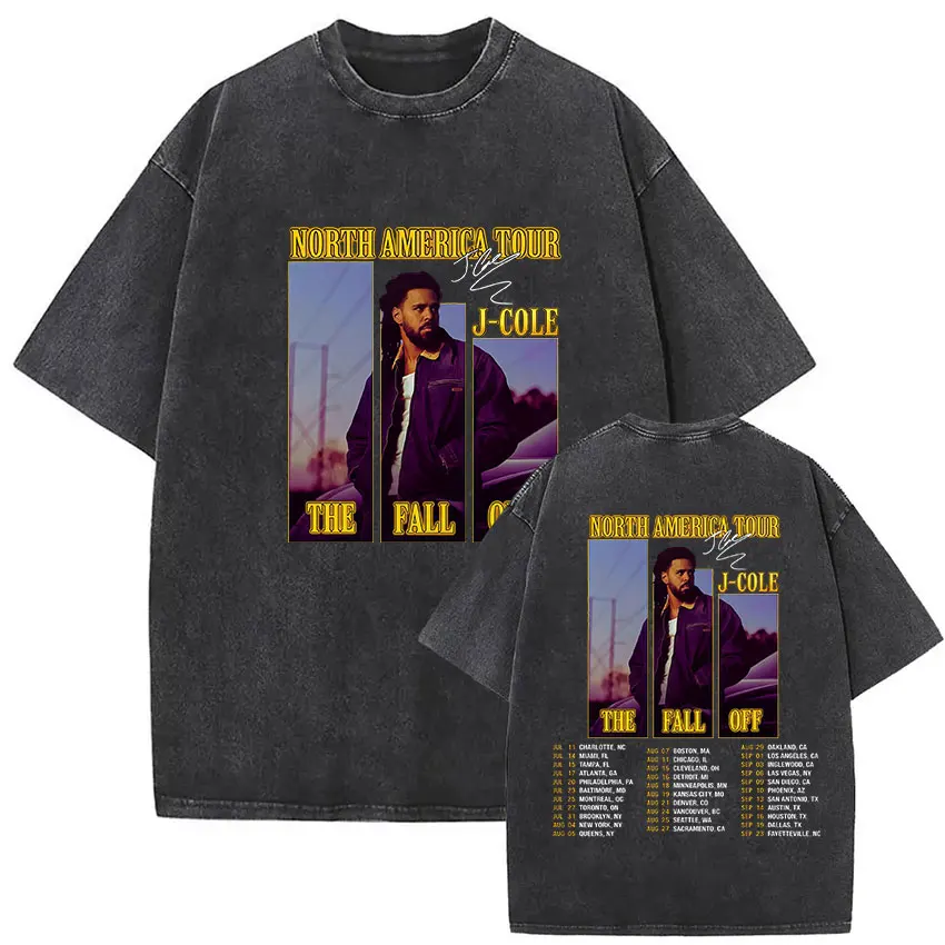 North America The Fall Off Rapper J.Cole Mineral Wash T-shirt