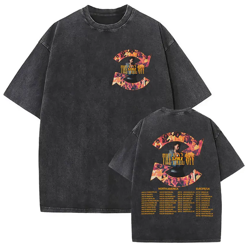 The Fall Off Concert Rapper J.Cole Mineral Wash T-shirt