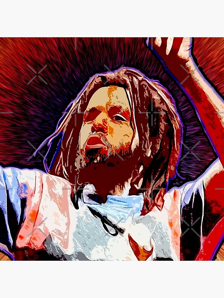 J Cole Colorful Throw Pillow - Image 2