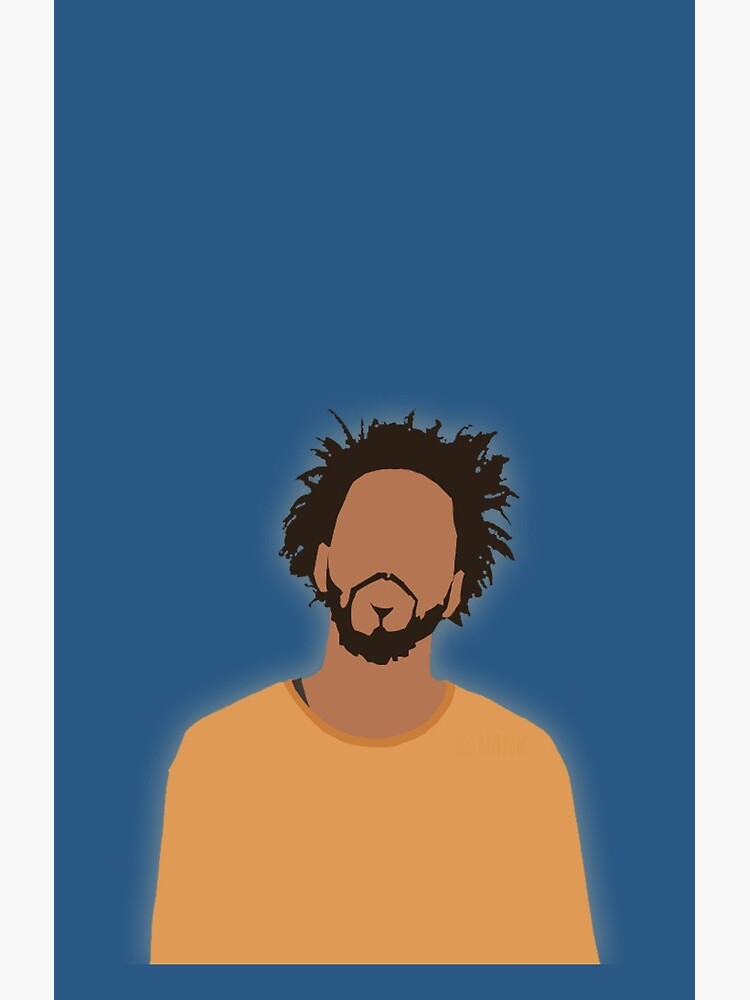 J Cole Cartoon Blue Background Shower Curtain - Image 2