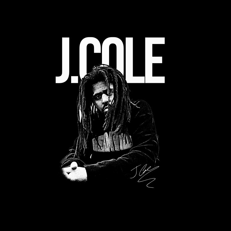 J Cole Rapper Black White Design Tote Bag - Image 2