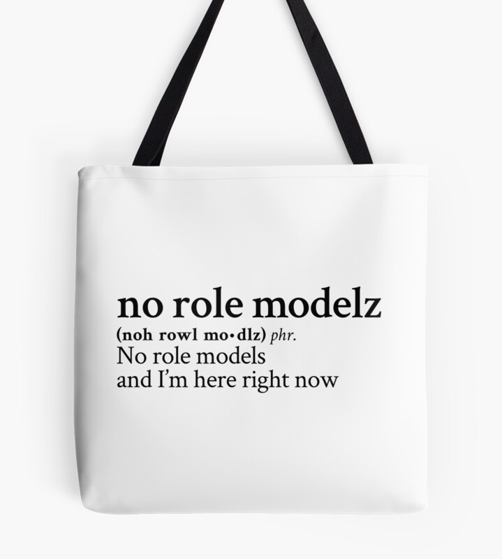 No Role Modelz By J Cole Black Text Tote Bag