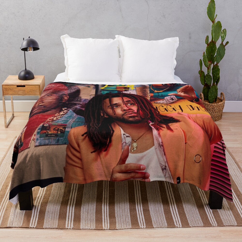 J Cole Portrait Tapestry Throw Blanket