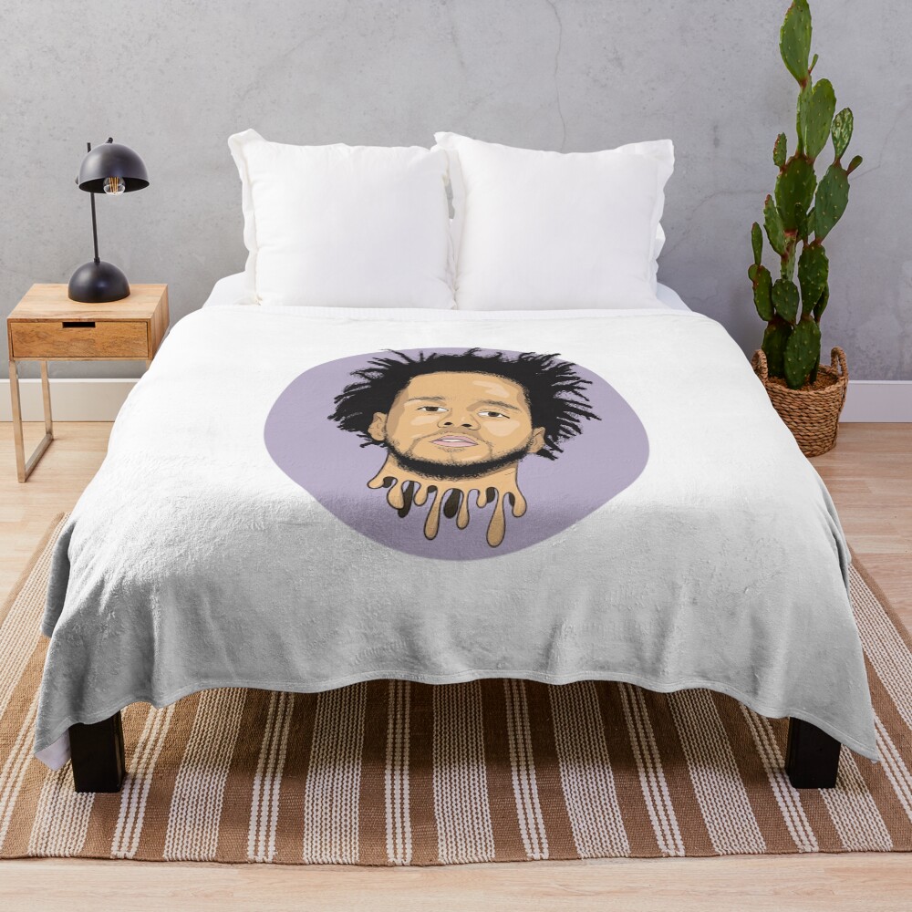 J Cole Rapper Fan Art Throw Blanket