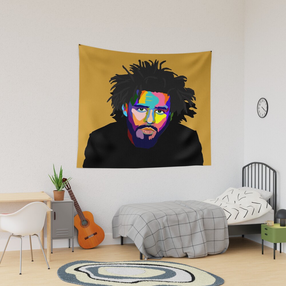 J Cole Colourful Portrait Tapestry
