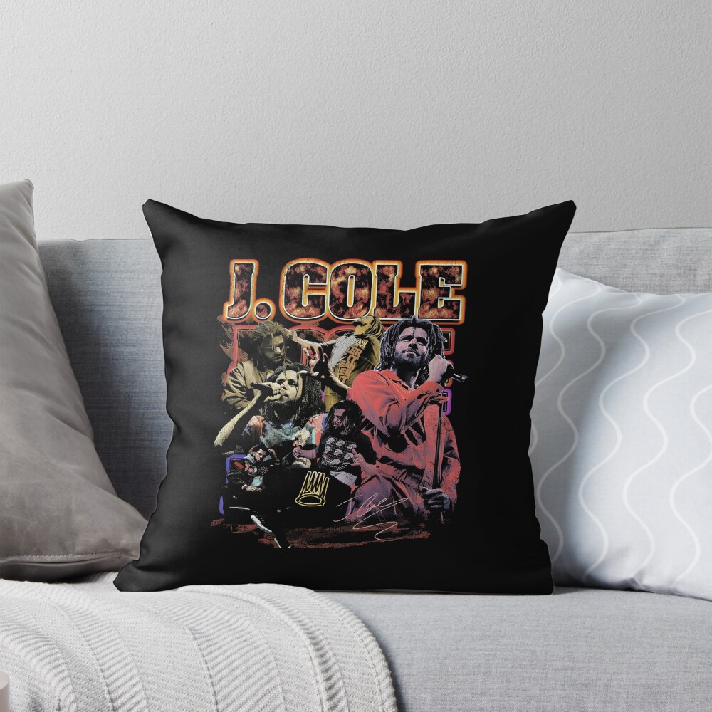 J Cole Rapper Vintage Throw Pillow