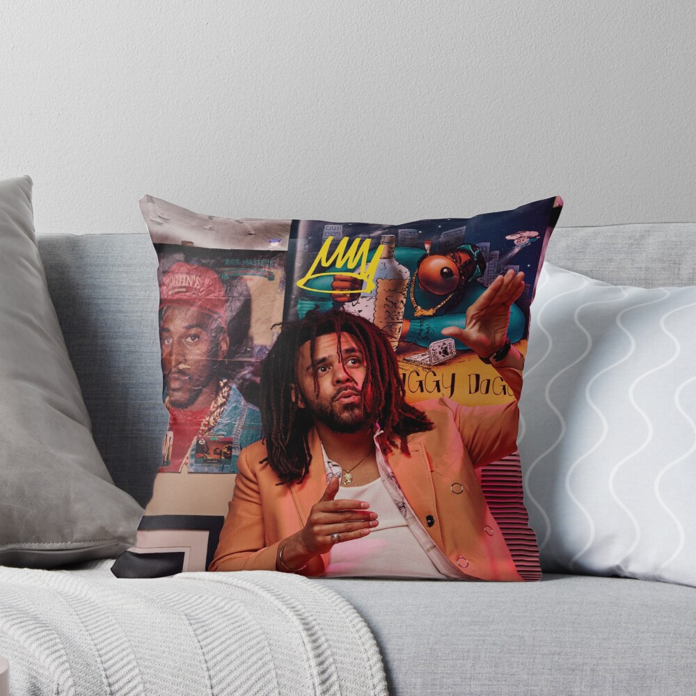 J Cole Portrait Throw Pillow